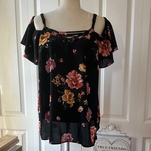 Torrid Black Blouse with Floral Print